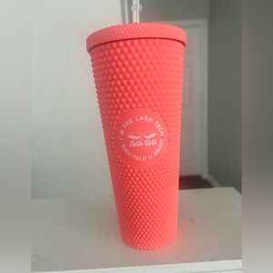 24 oz studded tumbler matte orange pink tumbler with lid and reusable straw